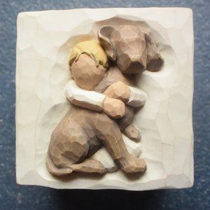 Willow Tree "Hug" Keepsake Box Child & Dog